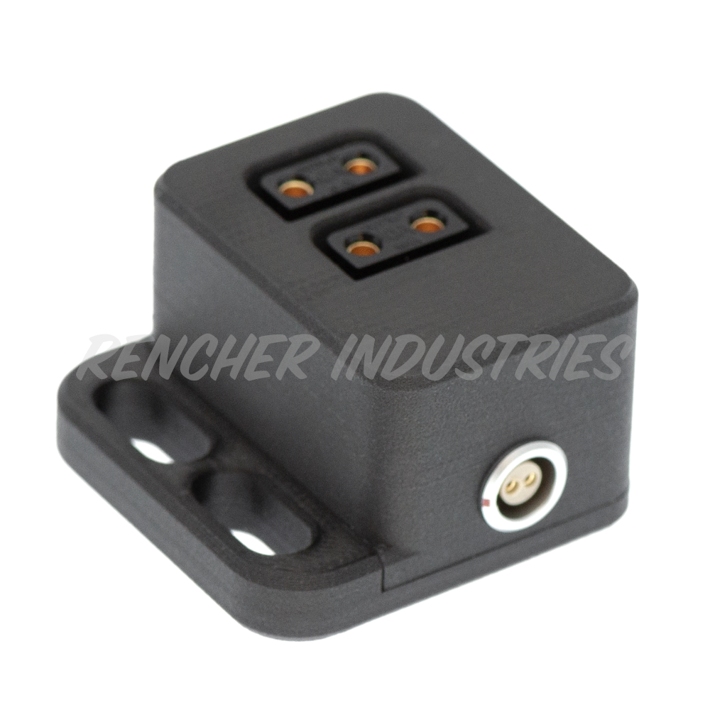 Multitap Breakout is one 2-pin Lemo to two 12V, 2A P-Tap Outputs